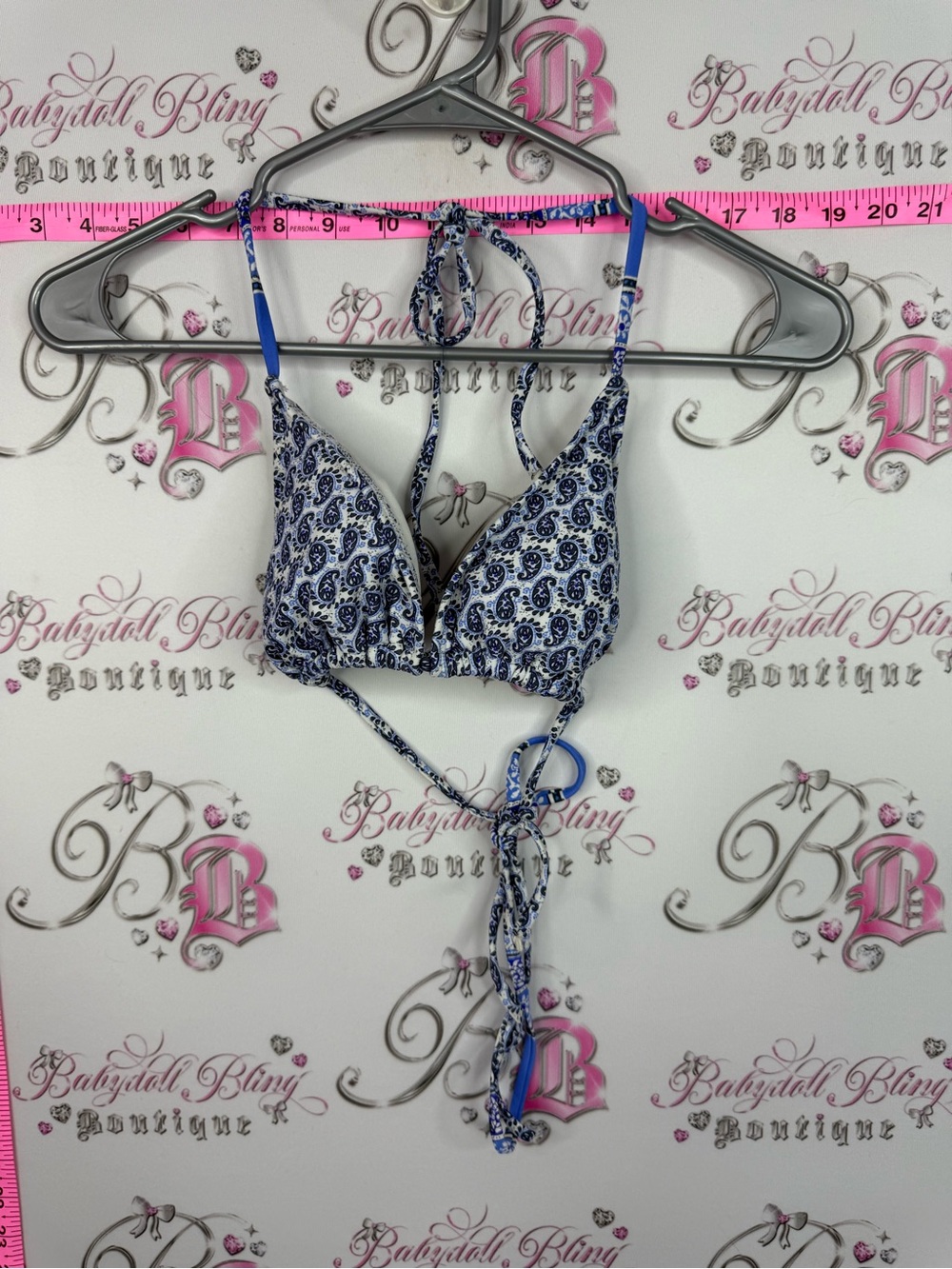 Athleta bikini top Navy & White Paisley Tie-Back Bikini Top